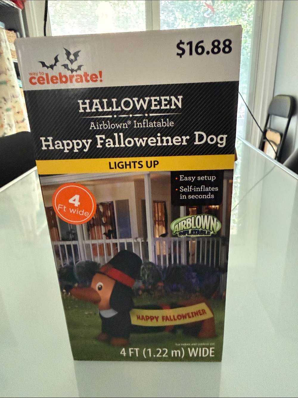 NEW & RARE!! Halloween Happy Falloweiner Dog Inflatable - Black & Brown